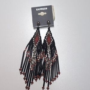 Express Black and Red Beaded Earrings